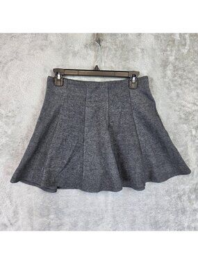 La Chapelle Skort Womens M Gray Flannel Skater Mini Pleated Stretch Lined Zip